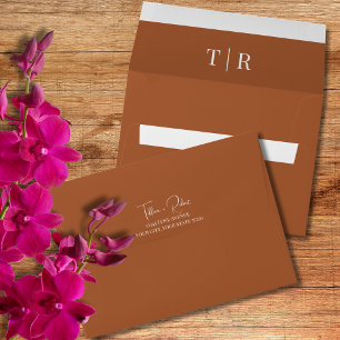 Monogram Refined Simplicity Terracotta Wedding Envelope
