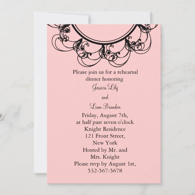 Monogram Rehearsal Dinner Invitation (pink) (Front)