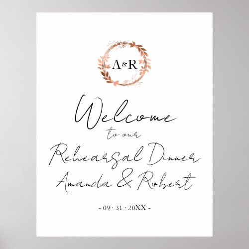 Monogram Rehearsal Dinner Welcome Sign Board