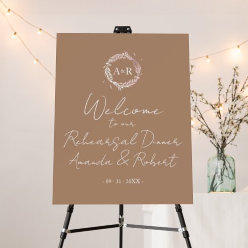 Monogram Rehearsal Dinner Welcome Sign Board