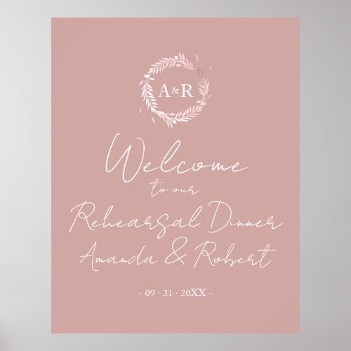 Monogram Rehearsal Dinner Welcome Sign Board