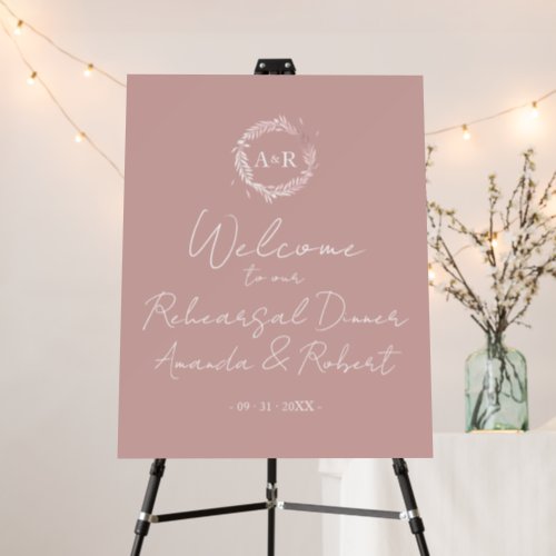 Monogram Rehearsal Dinner Welcome Sign Board