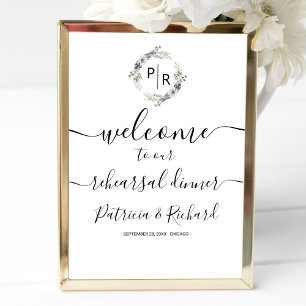 Monogram Rehearsal Dinner Welcome Sign Foam Board