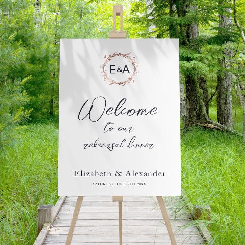 Monogram Rehearsal Dinner Welcome Sign Foam Board 