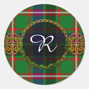 Monogram Reid Tartan Classic Round Sticker
