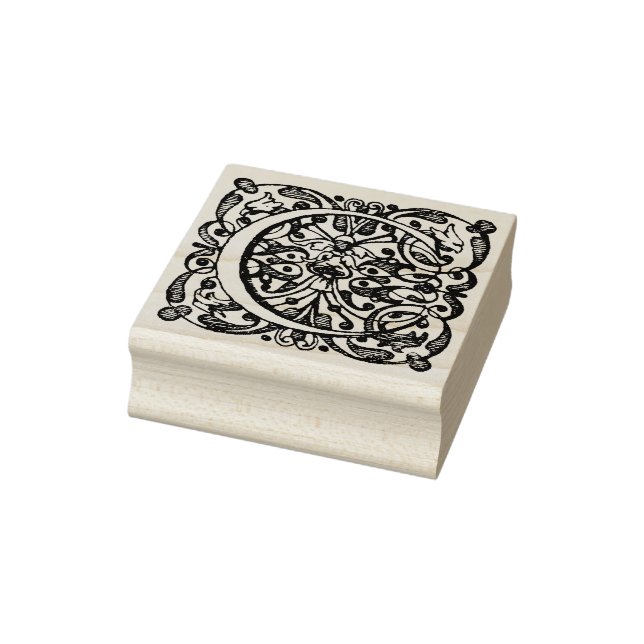 Monogram Renaissance C, 17th century Letter C Rubber Stamp (Stamp)