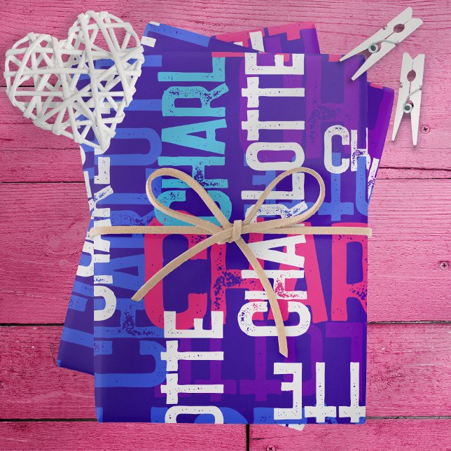Monogram Repeating Name Pattern Birthday Wrapping Paper Sheets (Creator Uploaded)