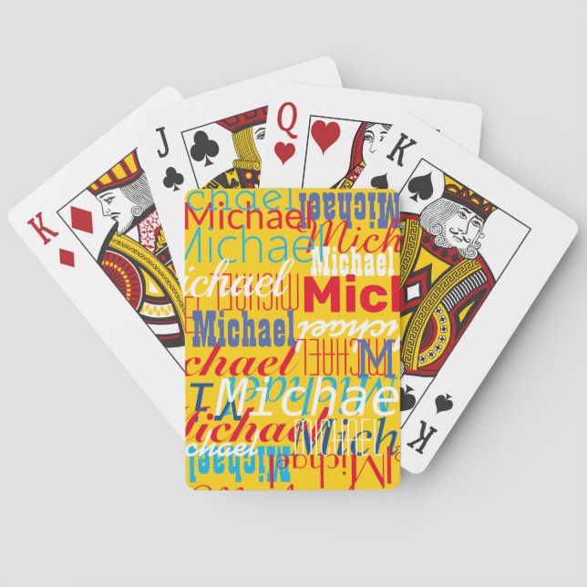 Monogram Repeating Name Pattern Kids Poker Cards (Back)