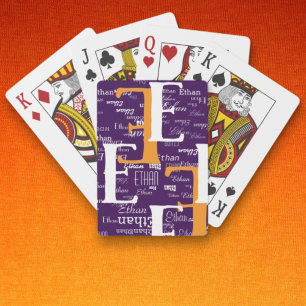 Monogram Repeating Name Pattern Purple Poker Cards