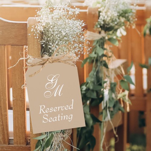 Monogram Reserved Seating Wedding Large Tag