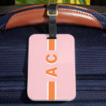 Monogram Retro Bachelorette Personalized Luggage Tag<br><div class="desc">Monogram Retro Pink and Orange Personalized Luggage Tags | Personalized Carry On Luggage Tag</div>