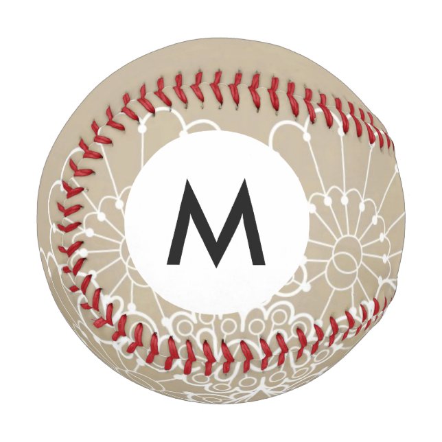 Monogram Retro background with lace ornament Baseball (Front Left)
