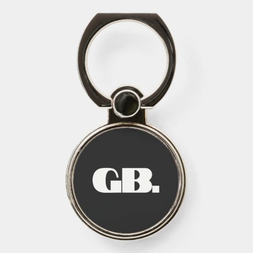 Monogram Retro Bold Minimal Black Phone Ring Stand
