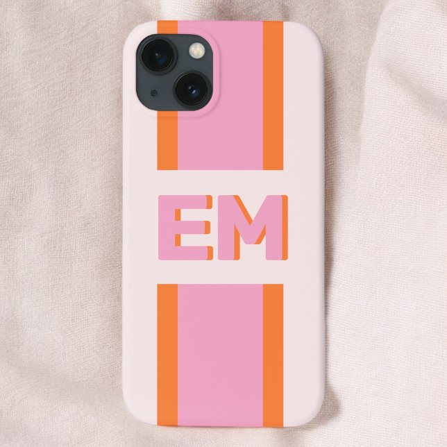 Monogram Retro Bold Pink oran Iphone Case (Creator Uploaded)