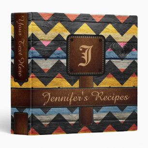 Monogram Retro Chevron #8 3 Ring Binder