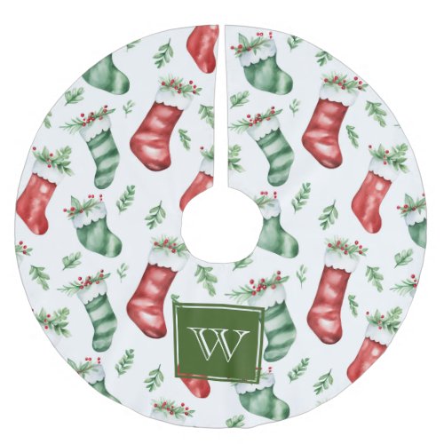 Monogram Retro Christmas Stockings  Brushed Polyester Tree Skirt