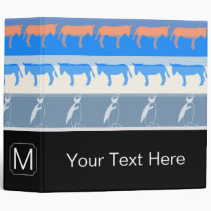 Monogram Retro Colorful Animals Pattern #14 3 Ring Binder