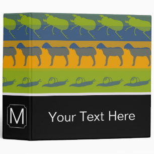 Monogram Retro Colorful Animals Pattern #16 Binder