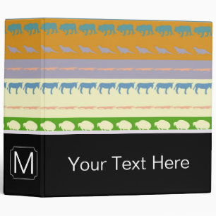 Monogram Retro Colorful Animals Pattern #3 Binder