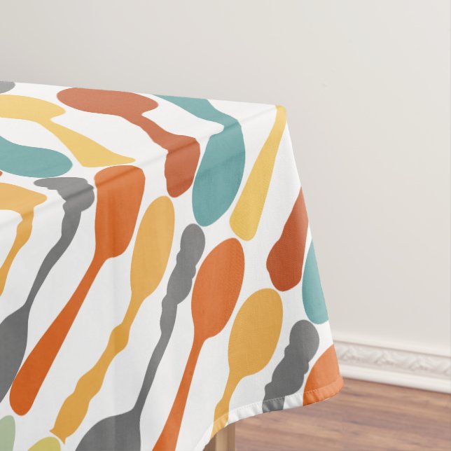 Monogram Retro Colors Spoon Pattern Tablecloth (In Situ)