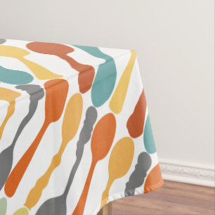 Monogram Retro Colors Spoon Pattern Tablecloth