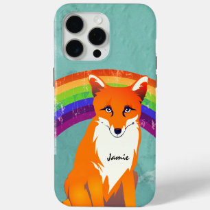 Monogram Retro Fox Art Aqua Earthy Tones Hues iPhone 15 Pro Max Case