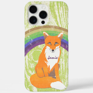 Monogram Retro Fox Art Lime Orange Retro iPhone 16 Pro Max Case