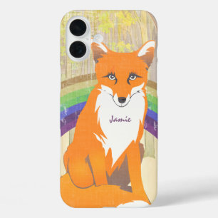 Monogram Retro Fox Art Lime Orange Retro iphone 5 iPhone 16 Plus Case
