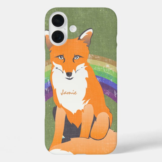 Monogram Retro Fox Art Orange Retro iphone 5 Case-Mate iPhone Case (Back)