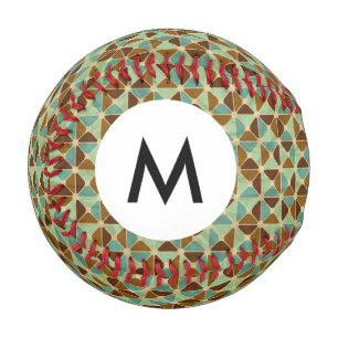 Monogram Retro geometric pattern Baseball