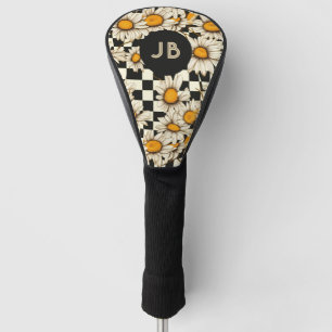 Monogram Retro Groovy Daisy Checkerboard Golf Head Cover