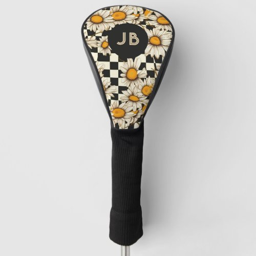 Monogram Retro Groovy Daisy Checkerboard Golf Head Cover