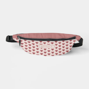 Monogram Retro Hearts Pink Burgundy Fanny Pack