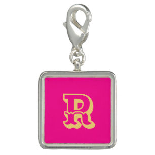 Monogram Retro Hot Pink Charm