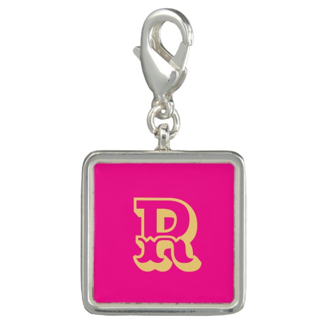 Monogram Retro Hot Pink Charm (Front)