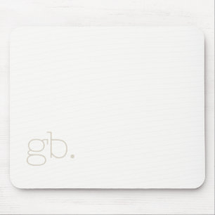 Monogram Retro Minimal White Ivory Mouse Pad