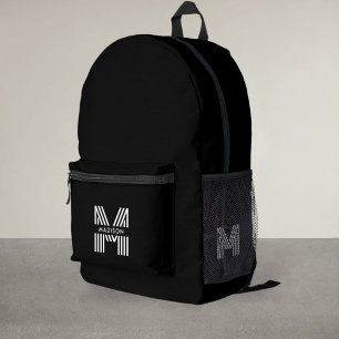 Monogram Retro Minimalist Black Printed Backpack