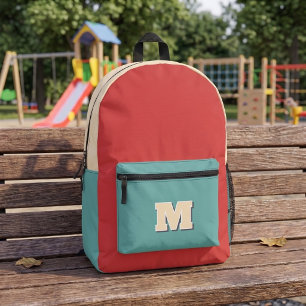Monogram retro orange and blue  printed backpack
