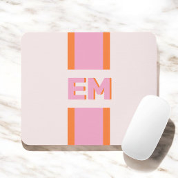 Monogram Retro Pink Orange Mouse Pad