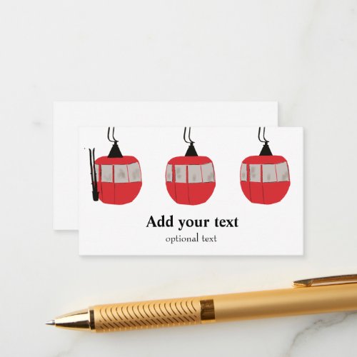 Monogram Retro Red Ski Gondola Lift Personalized Enclosure Card