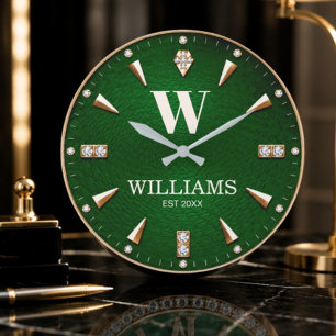 Monogram retro vintage modern luxury large clock
