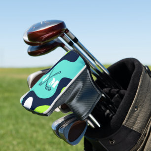 Monogram Retro Wave Blue Green Golf Clubs Head Cover