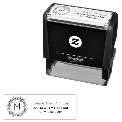 Monogram Return Address Basic Simple Self_inking Stamp