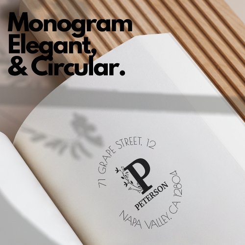 Monogram Return Address Elegant Circular Text Self_inking Stamp