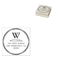 Monogram Return Address Rubber Stamp