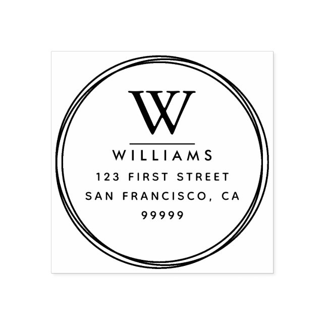 Monogram Return Address Rubber Stamp (Imprint)