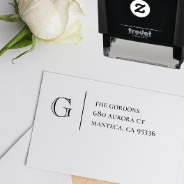 Monogram Return Address Self Inking Rubber Stamp
