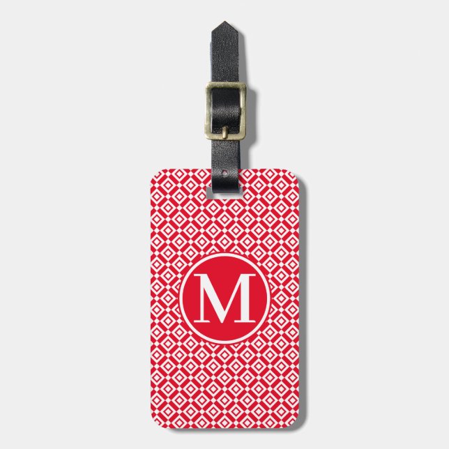 Monogram RF Red Double Diamond Luggage Tag (Front Vertical)