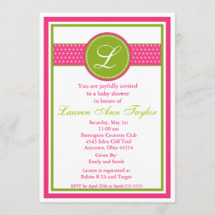 Monogram Ribbon Baby Shower Invitation