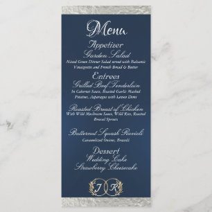 Monogram & Ribbon - Blue Wedding Menu